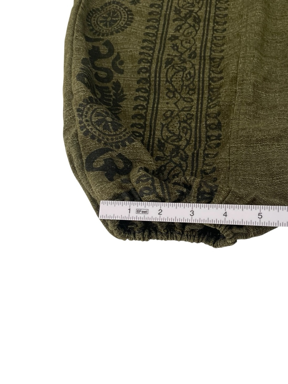 D&T Nepal Harem Pants Olive Green Om Print Cargo Yoga Boho Unisex Cotton M - Picture 4 of 9
